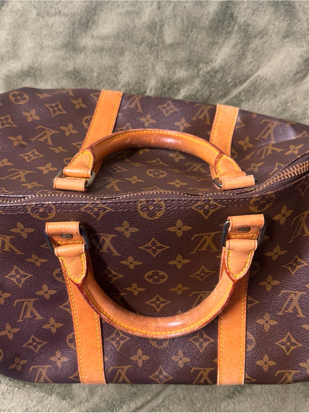 Authentic!Louis Vuitton Brown Monogram Duffel with Tan Leather Trim - Picture 10 of 16